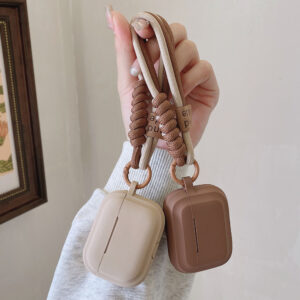 caramel color soft silicone earphone case with bracelet fall prevention couple for airpods 2 3 pro 2 bluetooth charging box case - Image 2