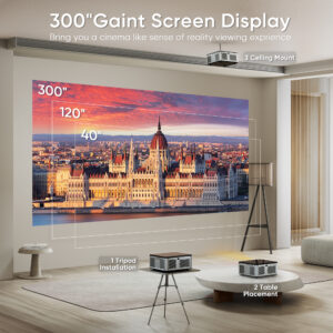 HORLAT T03 26000 Lumens Android Beamer 4K Projector Outdoors Full HD 1080P 8K 3D Video Audio Home Theater Auto Focus Keystone - Image 4