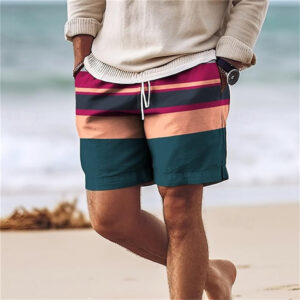 Colorful Stripe Pattern Beach Shorts For Men Fashion 3D Printed Swim Trunks Summer Board Shorts Loose Short Pants Streetwear - Image 3