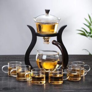 Lazy Kung Fu Glass Tea Set Semi Automatic Drip With Infuser Glass Teapot Set Magnetic Switch Teapot Teacup Set Glassware - Image 5