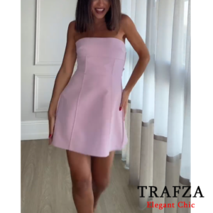 TRAFZA Sweet Sexy Pink Wrap Mini Dress Women's Bow Short Blackless Dress New 2025 Summer Vacation NightClub Party Mini Dress - Image 5