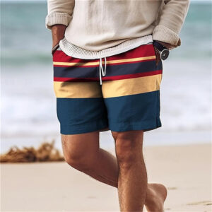 Colorful Stripe Pattern Beach Shorts For Men Fashion 3D Printed Swim Trunks Summer Board Shorts Loose Short Pants Streetwear - Image 4