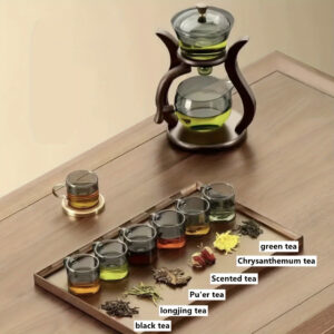 Lazy Kung Fu Glass Tea Set Semi Automatic Drip With Infuser Glass Teapot Set Magnetic Switch Teapot Teacup Set Glassware - Image 7