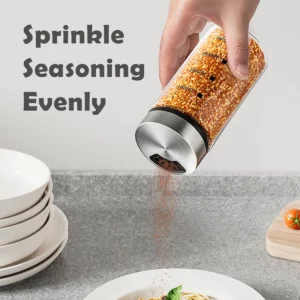 WMMO Spice Jars，Seasoning Organizer With Scale，Portable Glass Spice Jars For Outdoor Barbecue，3 Different Type of Shake Holes - Image 3