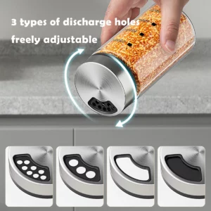 WMMO Spice Jars，Seasoning Organizer With Scale，Portable Glass Spice Jars For Outdoor Barbecue，3 Different Type of Shake Holes - Image 2