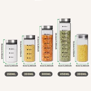 WMMO Spice Jars，Seasoning Organizer With Scale，Portable Glass Spice Jars For Outdoor Barbecue，3 Different Type of Shake Holes - Image 6