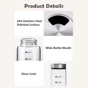 WMMO Spice Jars，Seasoning Organizer With Scale，Portable Glass Spice Jars For Outdoor Barbecue，3 Different Type of Shake Holes - Image 5