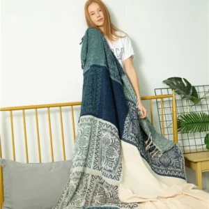 Mediterranean American chenille sofa cushion Colorful Bohemian Chenille Plaids Sofa Large Cobertor Blanket With Tassel - Image 3
