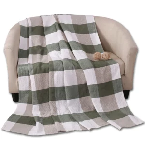 HOLAROOM Cotton Gauze Towel Muslin Blanket Throw Plaid Print Blankets Adults on The/Bed/Sofa/Plane/Travel Bedspread Coverings - Image 6