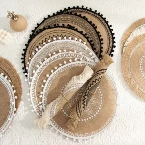 Round Placemat Table Non-Slip Jute Mats for Dining Table Decoration Accessories Kitchen Placemats Coffee Coasters Party Dinner - Image 6