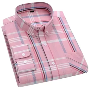 Men Cotton Green Plaid Long Sleeve Casual Shirt Easy Care Slim Fit Spring Autumn Man Fashion Clothing Young Boy Shirt Asia Size - Image 1