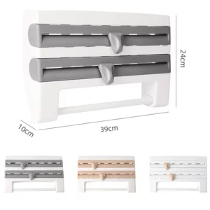 New Kitchen Wall Mounted Tissue Holder Plastic Packaging Multifunctional Kitchen Film Aluminum Foil Dispenser With Spice Rack - Image 4