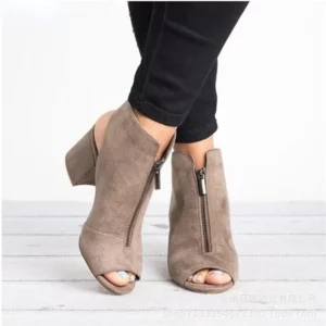 Fashion Women's Plus Size Fish Mouth Chunky Heel Sandals Elegant Medium Heel Women's Shoes Comfortable Peep Toe Shoes - Image 3