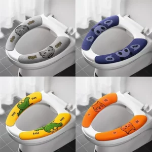 Soft Cartoon Washable Cushion WC Toilet Sticky Seat Pad Bathroom Warmer Seat Lid Cover Universal Toilet Seat Cover 1/4Pcs - Image 3