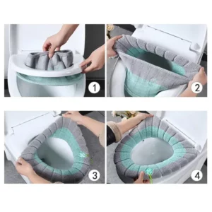 Universal Toilet Seat Cover Winter Warm Soft WC Mat Bathroom Washable Removable Zipper with Flip LidHandle Household - Image 6