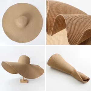 Summer 70cm Large Wide Brim Sun Hats For Women Oversized Beach Hat Foldable Travel Straw Hat Lady UV Protection Sun Shade Hat - Image 6