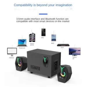 Wood 2.1 Multimedia Overweight Subwoofer Mobile Phone Plug Card Bluetooth Speaker USB Active Laptop - Image 4