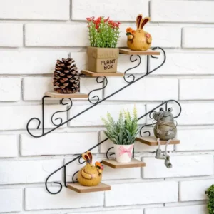 Retro Staircase Decorative Frame Wall Estanterias Murale Pared Decoracion Wall Hanging Flower Shelf Mount Home Accessories - Image 2