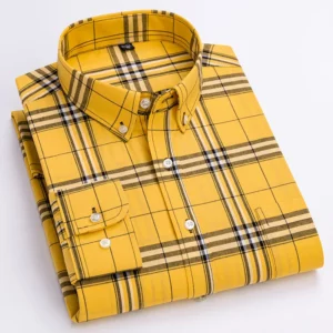 New in shirt100%cotton long sleeve shirts for men slim fit casual shirt fashion vintage streetwear elegant soft plaid clothes - Image 1