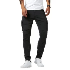 new Jeans Men Pants Wash Solid Color Multi Pockets Denim Mid Waist Cargo Jeans Plus Size Fahsion Casual Trousers Male Daily Wear - Image 4