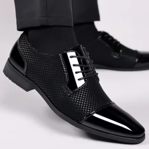 Trending Classic Men Dress Shoes For Men Oxfords Patent Leather Shoes Lace Up Formal Black Leather Wedding Party Shoes2023 - Image 4