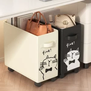Storage Baskets Under Desk Stationery Organizer Cute Office Supplies Storage Cart Wheels Detachable Desktop Accessories School - Image 2