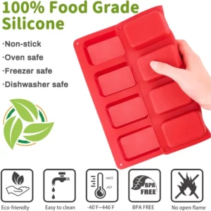 9 Cavity Silicone Baking Mold for Mini Sized Loaf Cake and Bread Meatloaf Cornbread Brownie Muffin Rectangle Soap Cheesecake - Image 2