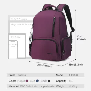 Tigernu New Women Casual Backpacks Outdoor traveling Multi Pockets Laptop Bags Daily Leisure Bags Splashproof School Mochila - Image 4