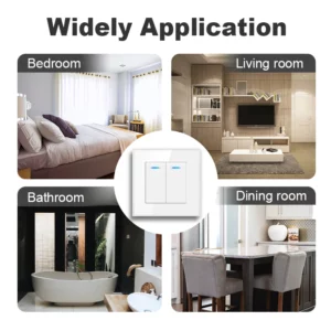 NYWP Luxury Crystal Tempered Glass Panel 1 Gang 2 Way Light Switch On / Off Wall Switch With LED Indicator 16A AC 250V - Image 5
