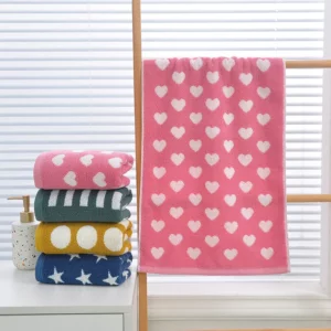 Retro Cotton Towel Dots Stars Striped Heart Pattern Soft Face Towel Super Absorbent Thick Hand Towels for Bathroom Kids Adults - Image 2