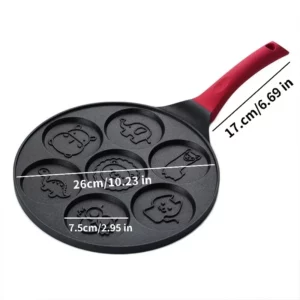 Seven-hole Breakfast Frying Pan Animal Face Design Multi-function Wheel Pancake Pan Small Egg Dumpling Non-stick Frying Mould - Image 4