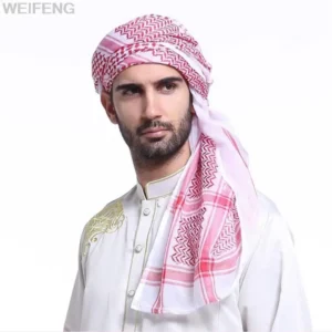 Muslim Shemagh Scarf Traditional Islamic Accessories Headscarf Islamic Neck Wrap Headscarf Windproof Arab Keffiyeh Shemagh Scarf - Image 2