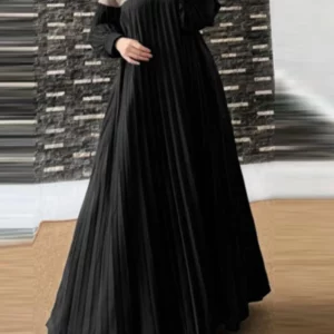 2024 ZANZEA Fashion Women Autumn Long Lantern Sleeve Muslim Dress Abaya Islamic Robe Kaftan Patchwork Sundress Pleated Vestidos - Image 2