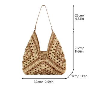 Women Weaving Clutches Top-handle Bag Large Portable Shoulder Bag Summer Beach Purses Shopper Satchel Female Tote Bags Handbags - Image 6
