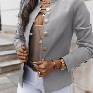 Autumn Winter Long Sleeved Slim Blazers Women Elegant Solid Casual Button Fashion Blazer Tops Short Coats Lady Streetwear - Image 6