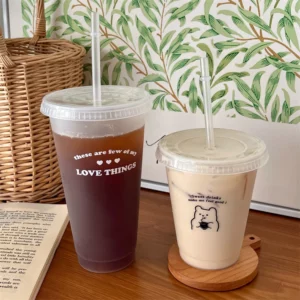 Kawaii Water Bottle For Coffee Juice Tea Cute Tumbler Plastic Cups With Straw Lid Portable Reusable Drinking Bottle BPA Free - Image 2