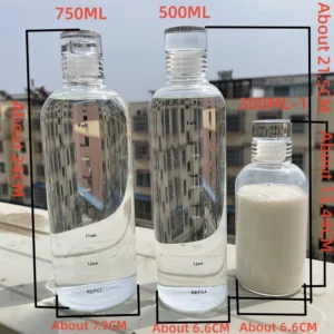 Large Capacity Glass Water Bottle With Time Marker Cover For Water Drink Transparent Milk Juice Simple Cup Birthday Gift - Image 3