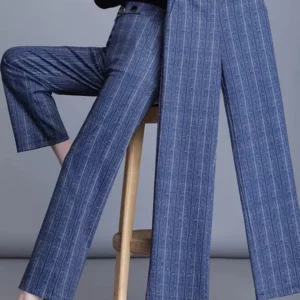 Plaid Office Straight Pants Women Big Size 4xl Korean Casual Baggy Pantalones High Waist Formal Wide Leg Trousers New Spodnie - Image 5