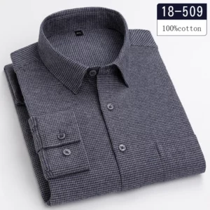 Luxury high-quality100%cotton houndstooth full shirts for men slim fit Casual shirt long-sleeve plaid soft designer clothes ropa - Image 5