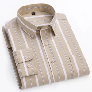 New in shirt plus size 14xl100%cotton long-sleeve shirts for men slim fit formal plain shirt soft plaid striped business clothes - Image 6