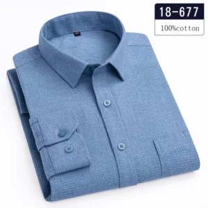 Luxury high-quality100%cotton houndstooth full shirts for men slim fit Casual shirt long-sleeve plaid soft designer clothes ropa - Image 6