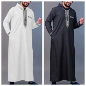 New men's loose hooded robe Luxury embroidered long sleeve Muslim garment robe Juba Sobi Traditional men's robe - Image 1