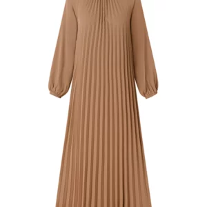 Fashion Women Long Lantern Sleeve Muslim Dress Abaya ZANZEA Autumn Spring Pleated Sundress Islamic Maxi Robe Dubai Hijab Dresses - Image 4