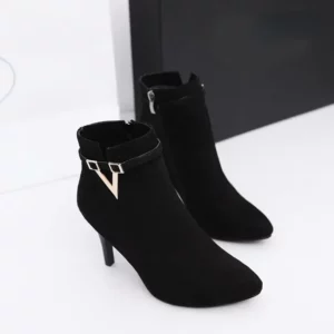 Botas Mujer Invierno Autumn Stiletto Thin High Heels Woman Pointed Toe Pu Leather Zipper Sexy Ankle Women Boot Botines Chelsea8 - Image 5