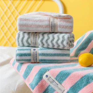 1Pc 34x75cm Colorful Striped Hand Towel Coral Fleece Home Soft Velvet Hair Cloth Bathroom Shower Clean Washcloth - Image 2