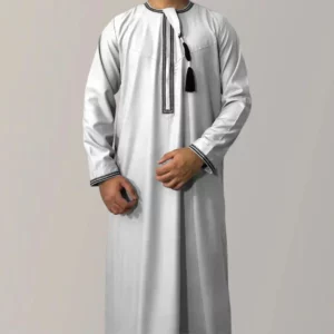 New Muslim Men Long Sleeve Pullover Dress Abaya Daffah Jubba Thobe Pakistan Saudi Arab Kaftan Islam Clothing Prayer Robe Afghan - Image 5