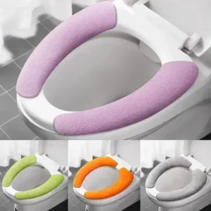 Universal Toilet Seat Cover Soft Closestool Paste Solid Color Toilet Sticky Seat Pad Washable Bathroom Warmer Seat Lid Cover Pad - Image 2