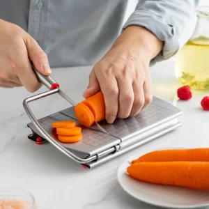 Cheese Board with Wire Cutter 5.5 Inch Stainless Steel Ham Sausage Slicer Cutter Cheese Wire Cutter with Serving Board - Image 2