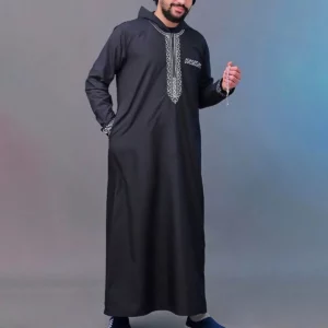 New men's loose hooded robe Luxury embroidered long sleeve Muslim garment robe Juba Sobi Traditional men's robe - Image 6