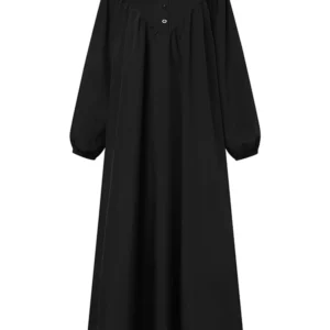 ZANZEA Solid Muslim Fashion Islamic Dress Women's Vintage Turkey Abaya Robe Long Sleeve Hijab O Neck Pleated Loose Kebaya 2025 - Image 5